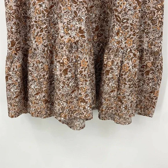 Universal Thread Midi Dress Size S Floral Ruffle Crew Neck Balloon Long Sleeve - Picture 4 of 8